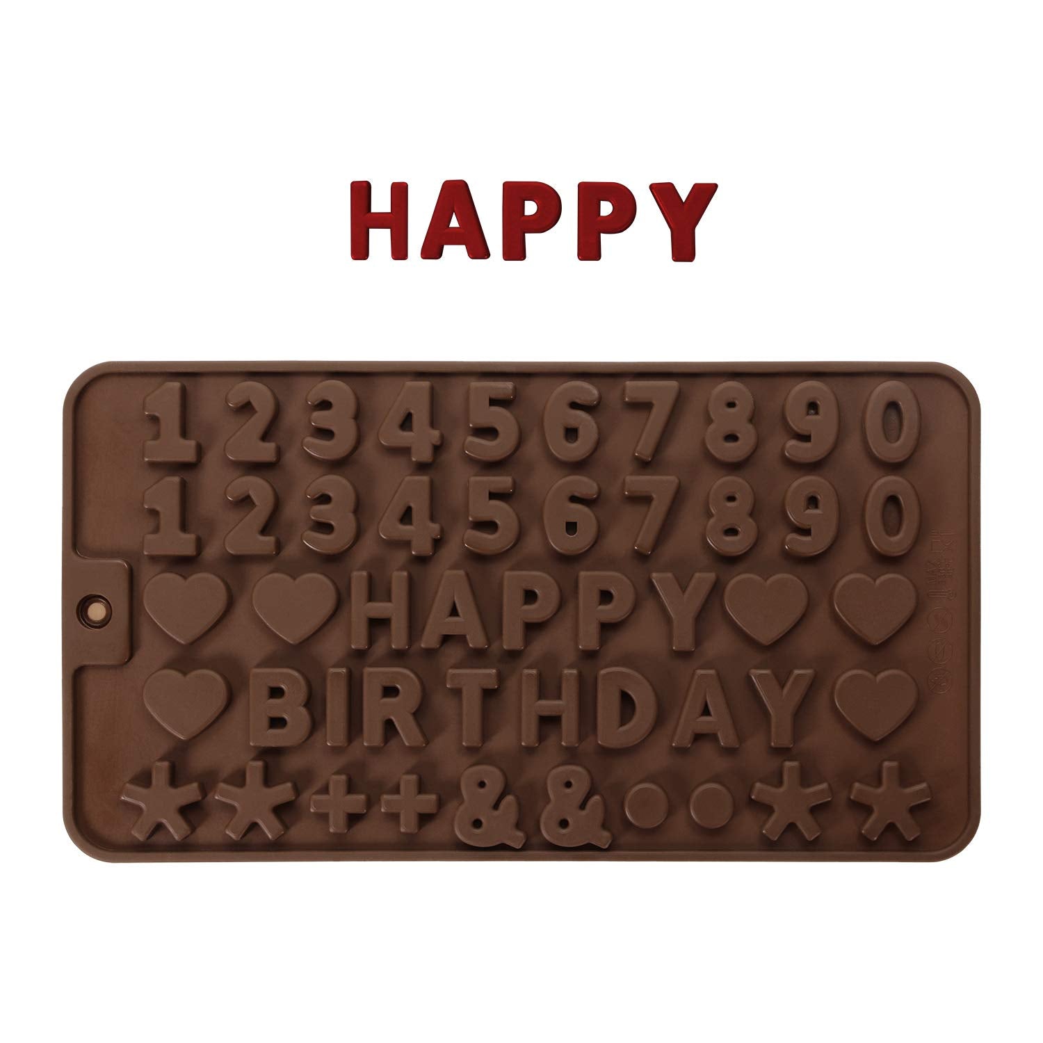 Onlykxy 2 Pieces Brown Chocolate Silicone Molds, Letter Number Molds, Baking Birthday Molds Silicone