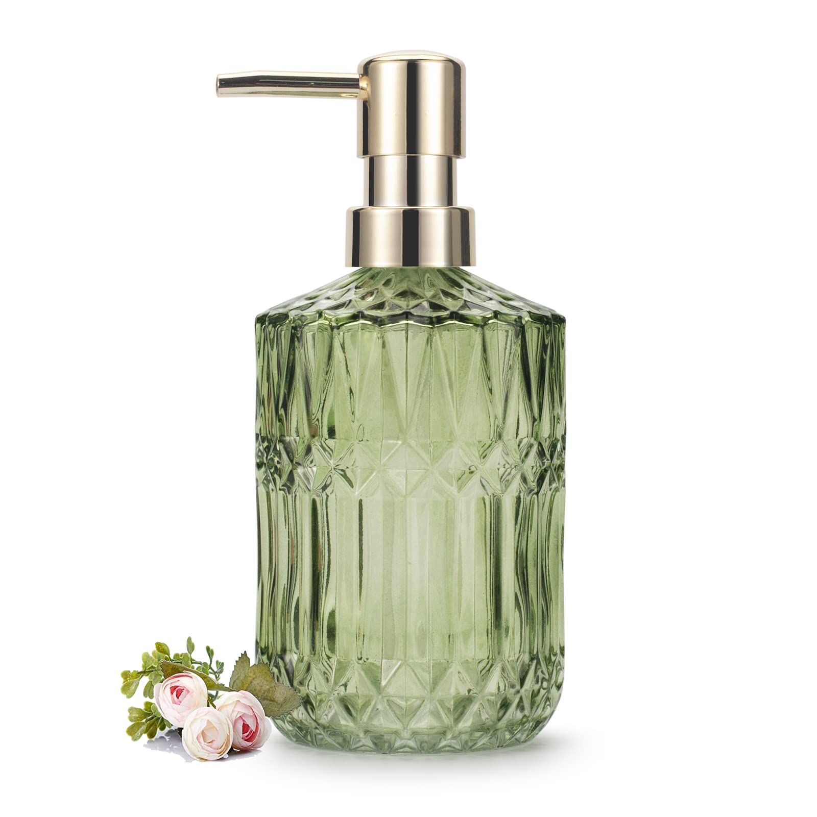 Ivailex Glass Soap Dispenser Hand Soap Dispenser 12Oz/390Ml Soap Dispenser Bathroom Kitchen Soap Dispenser/Lotion Dispenser With