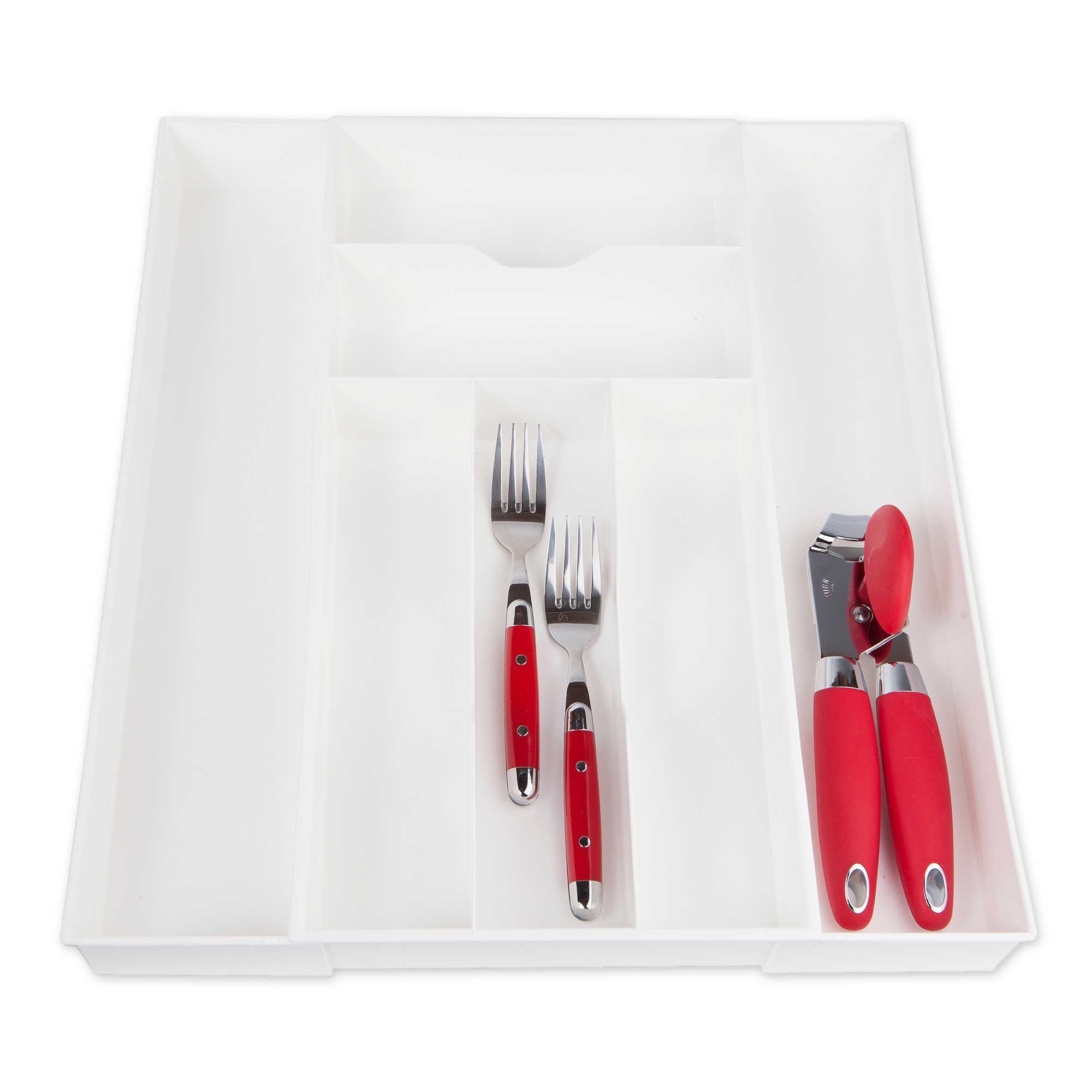 Dial Industries Expandable Silverware Organizer Tray - Standard Size, White - Model 02506