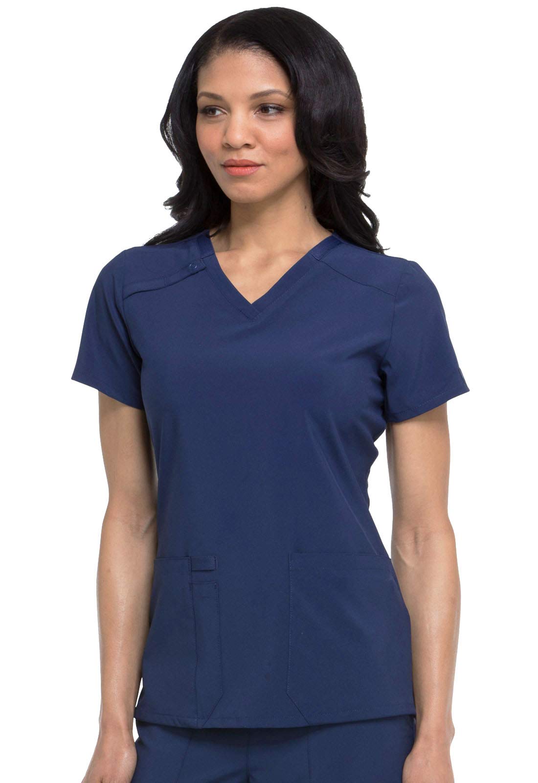Dickies Eds Essentials Scrubs, V-Neck Womens Tops With Four-Way Stretch And Moisture Wicking Dk615, M, Navy