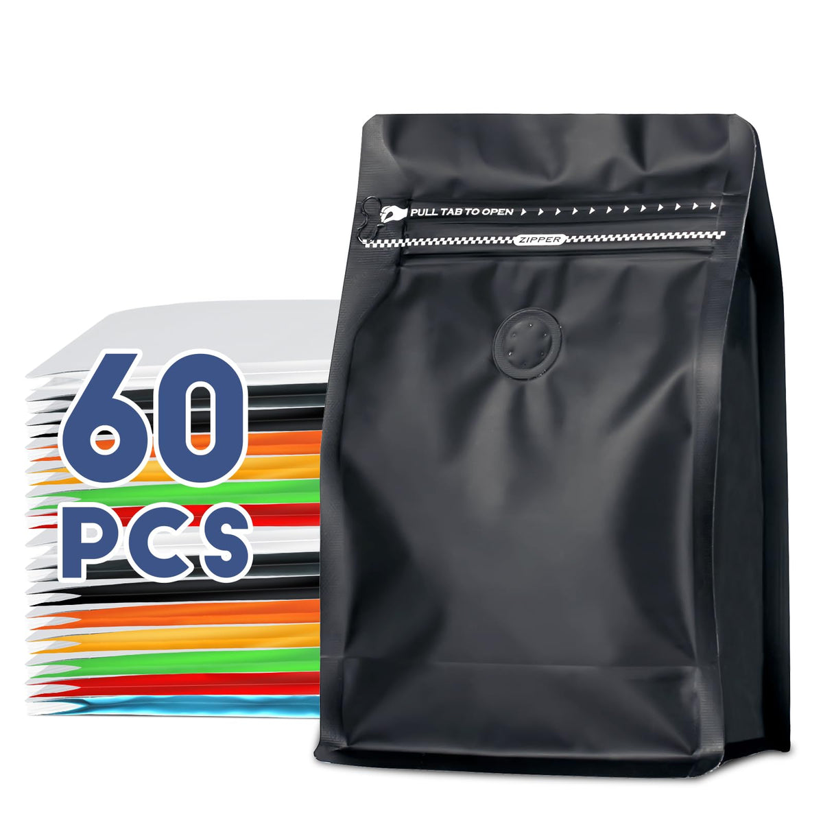 8Oz 1/2 Lb 60Pcs Coffee Bags With Valve,Coffee Packing Bags Vented Coffee Bean Bags Barrier Bags Store Bags For Coffee Packaging