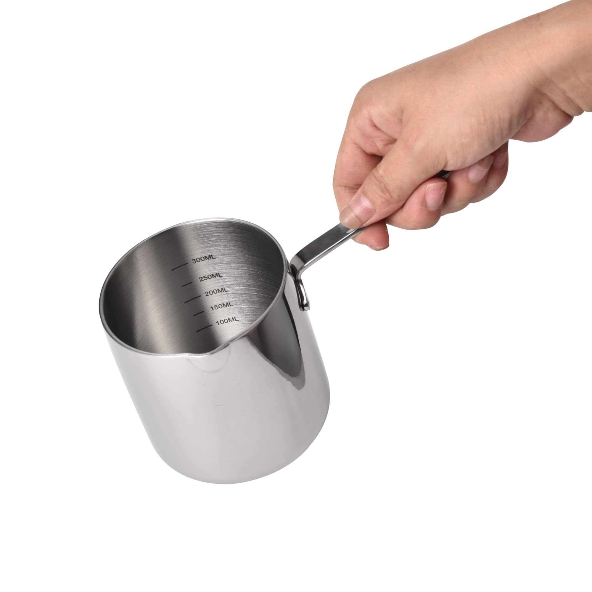 Imeea Butter Warmer Turkish Coffee Pot Milk Warmer Pot Mini Saucepan With Spout 18/10 Tri-Ply Stainless Steel (10Oz/300Ml)