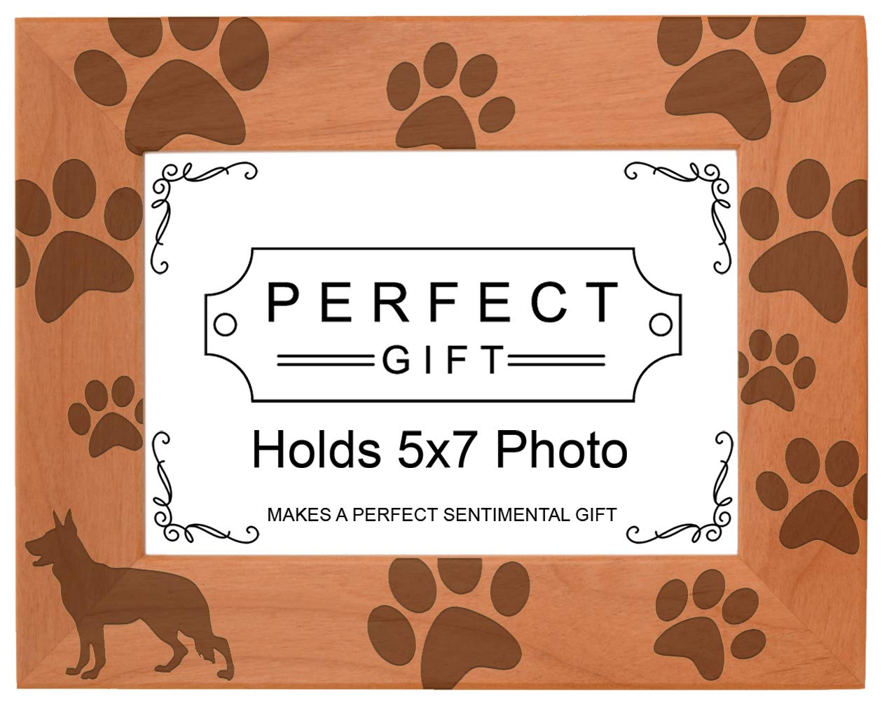 Gifts For All By Rachel Olevia Dog Lover Gift German Shepherd Paw Prints Natural Wood Engraved 5x7 Landscape Picture Frame Wood