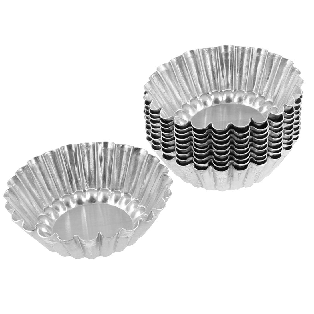 Uxcell Aluminum Egg Tart Mould Makers 10 Pcs Silver Tone (Pack Of 10)