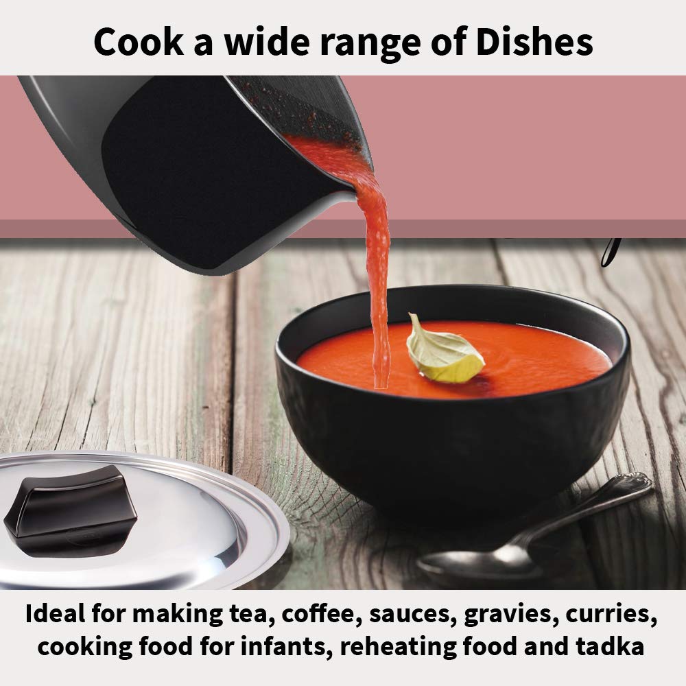 Futura Hard Anodised 1.0 Litre With Steel Lid And Pouring Spout Sauce Pan, 1.05 Quart, Black