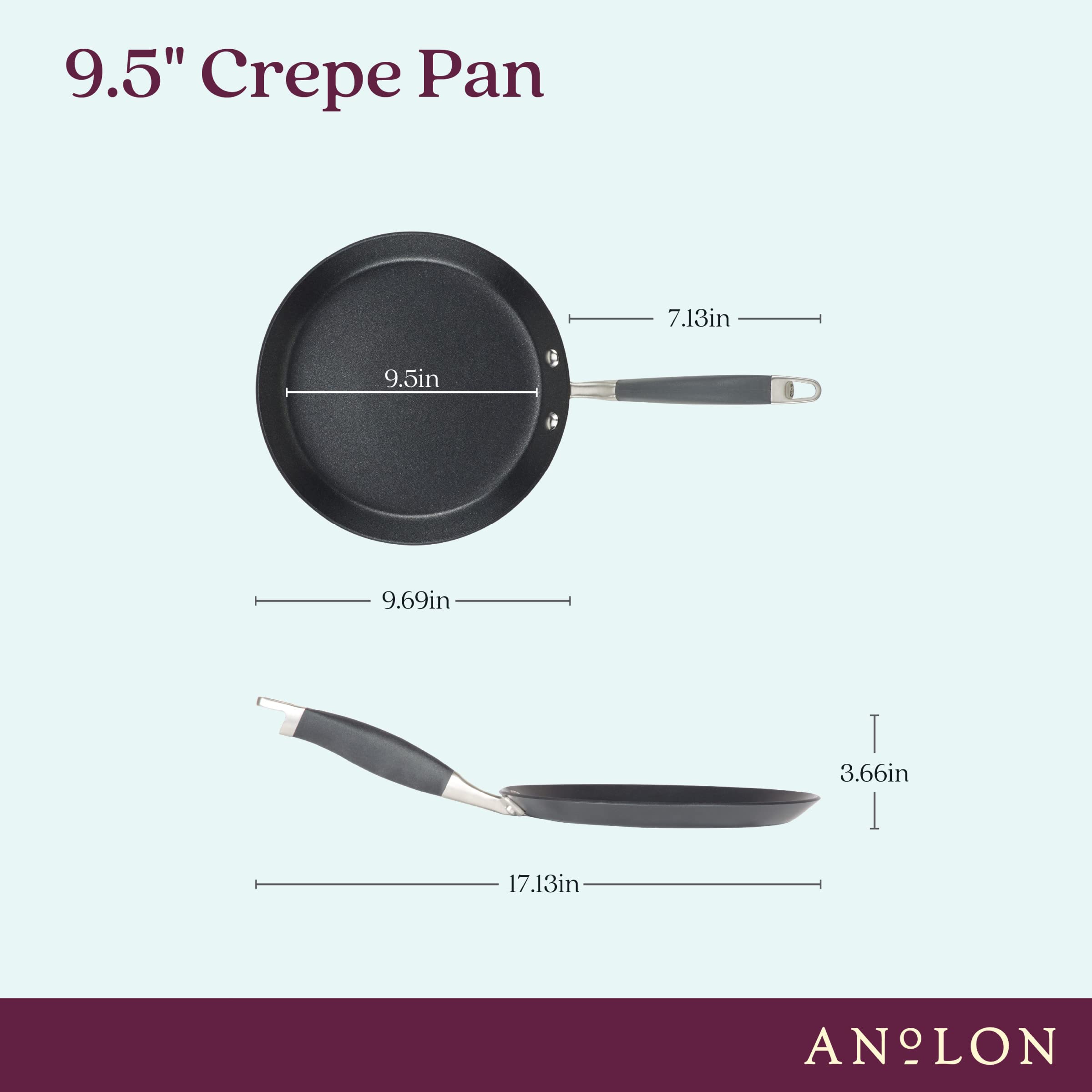 Anolon Advanced Home Crepe Pan, 9.5 Inch, Hard Anodized Aluminum, Nonstick, Moonstone - Model 84637
