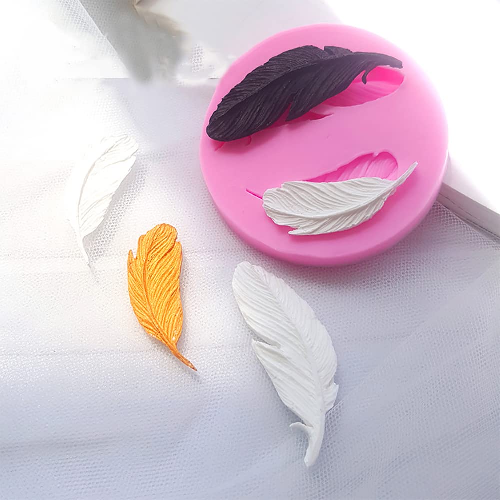 Guratapa 3 Pcs Feather Theme Silicone Molds For Diy Fondant Candy Making Tools Chocolate Mold Desserts Ice Cube Gum Clay Biscuit