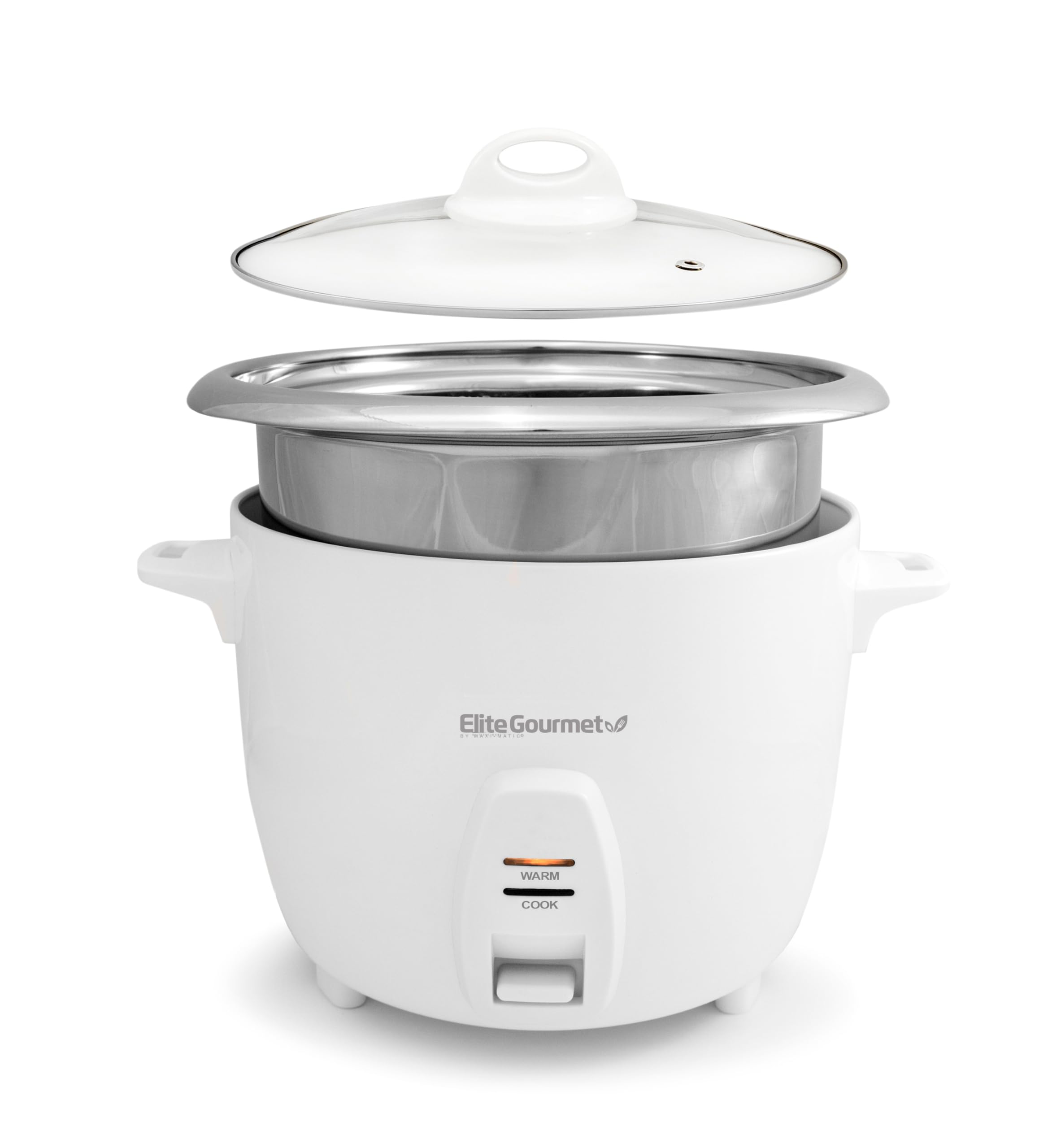 Elite Gourmet ERC-2020 Electric Rice Cooker, 20 Cups Cooked, Stainless Steel Pot, White, Programmable, Perfect for Soups and Stews