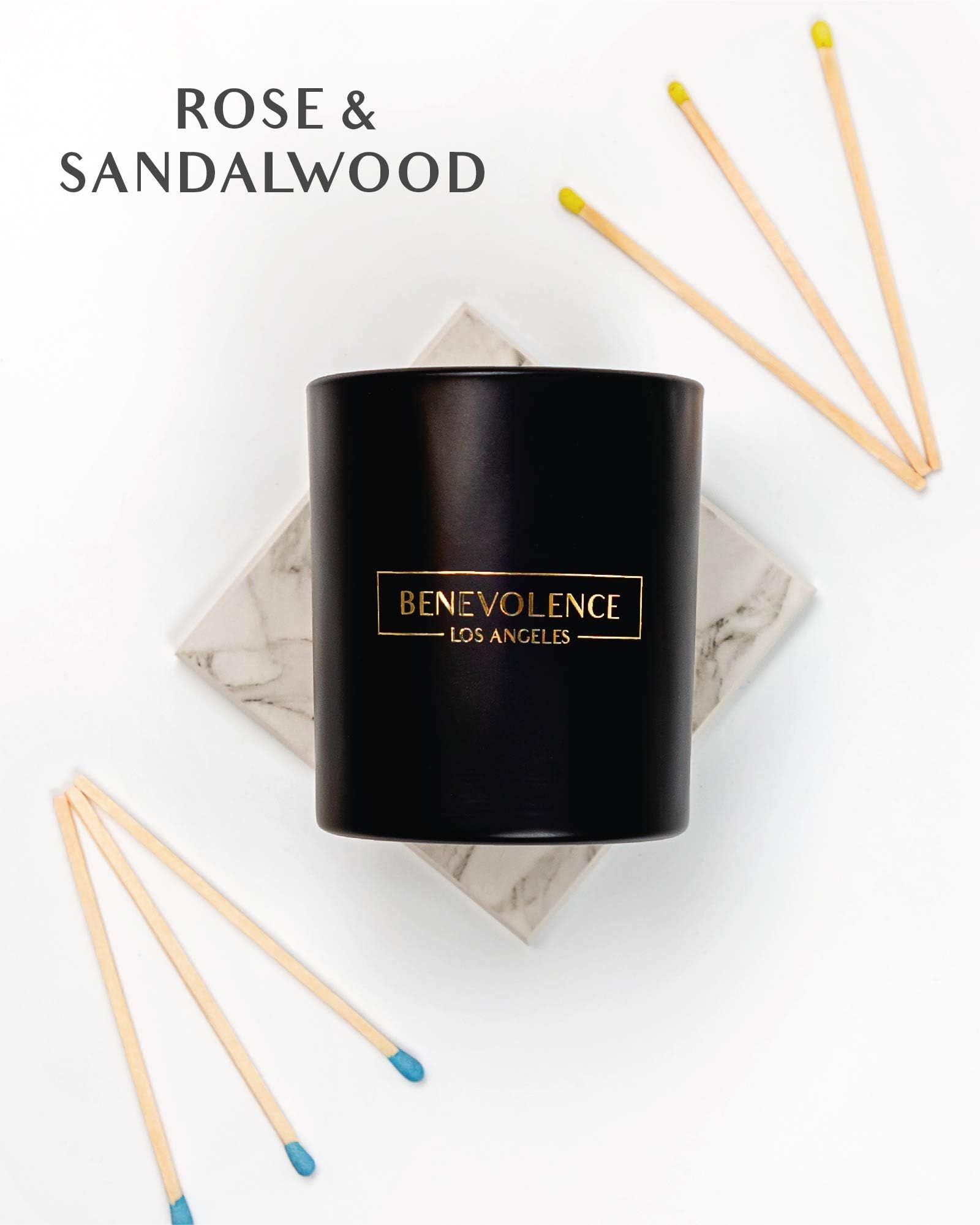 Benevolence Candles Rose & Sandalwood Scented Candle  8 oz Christmas Scented Candles for Home Scented  Natural Soy Candles for M