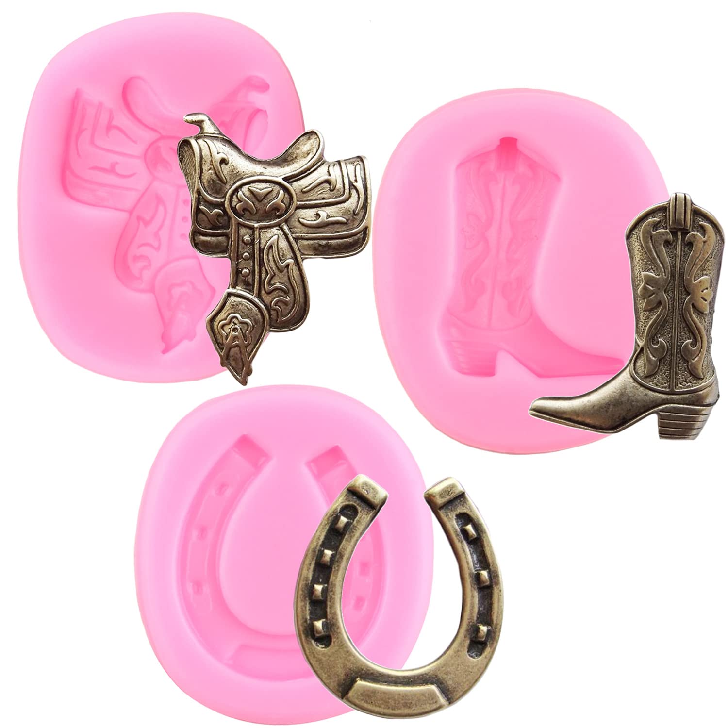 Mujiang Horse Saddle Silicone Molds Horseshoe Hoof Horseshoe Boot Fondant Mold For Candy Chocolate Gum Paste Sugar Craft Polymer
