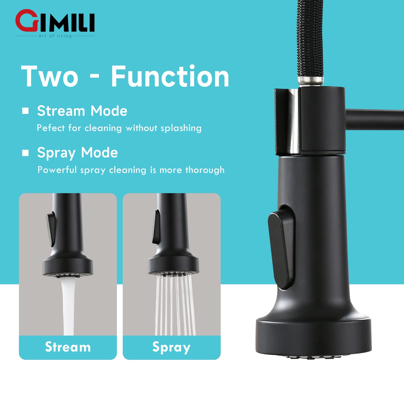 GIMILI Touchless Kitchen Faucet with AC Adapter  Smart Motion Sensor Activated Hands-Free Single Handle Faucet for Kitchen Sink with AC Adapter  Matte Black&Brushed Nickel
