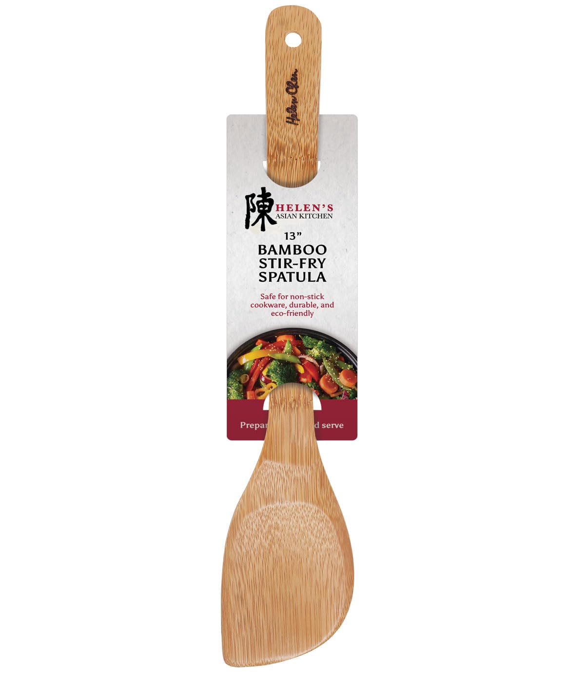 Helens Asian Kitchen Bamboo Stir Fry Spatula And Cooking Utensil, 13-Inch