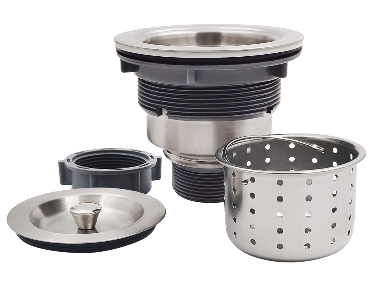 3-1/2-Inch Kitchen Sink Drain Strainer Assembly Kit, Gzila Deep Waste Basket Strainer With Sealing Lid Sink Stopper, 304 Stainle