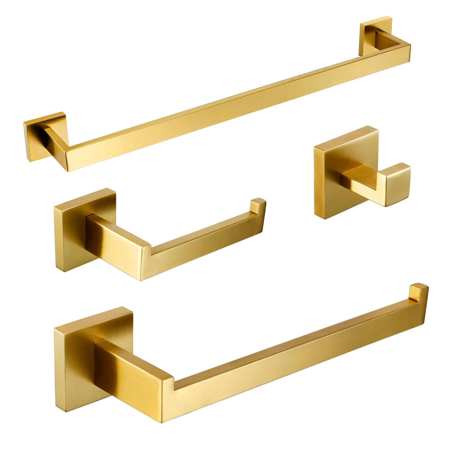 Bagnolux Brushed Brass Bathroom Accessories Set, 4-Piece Wall Mounted Towel Bar Set Heavy Duty, 23.6 Inch