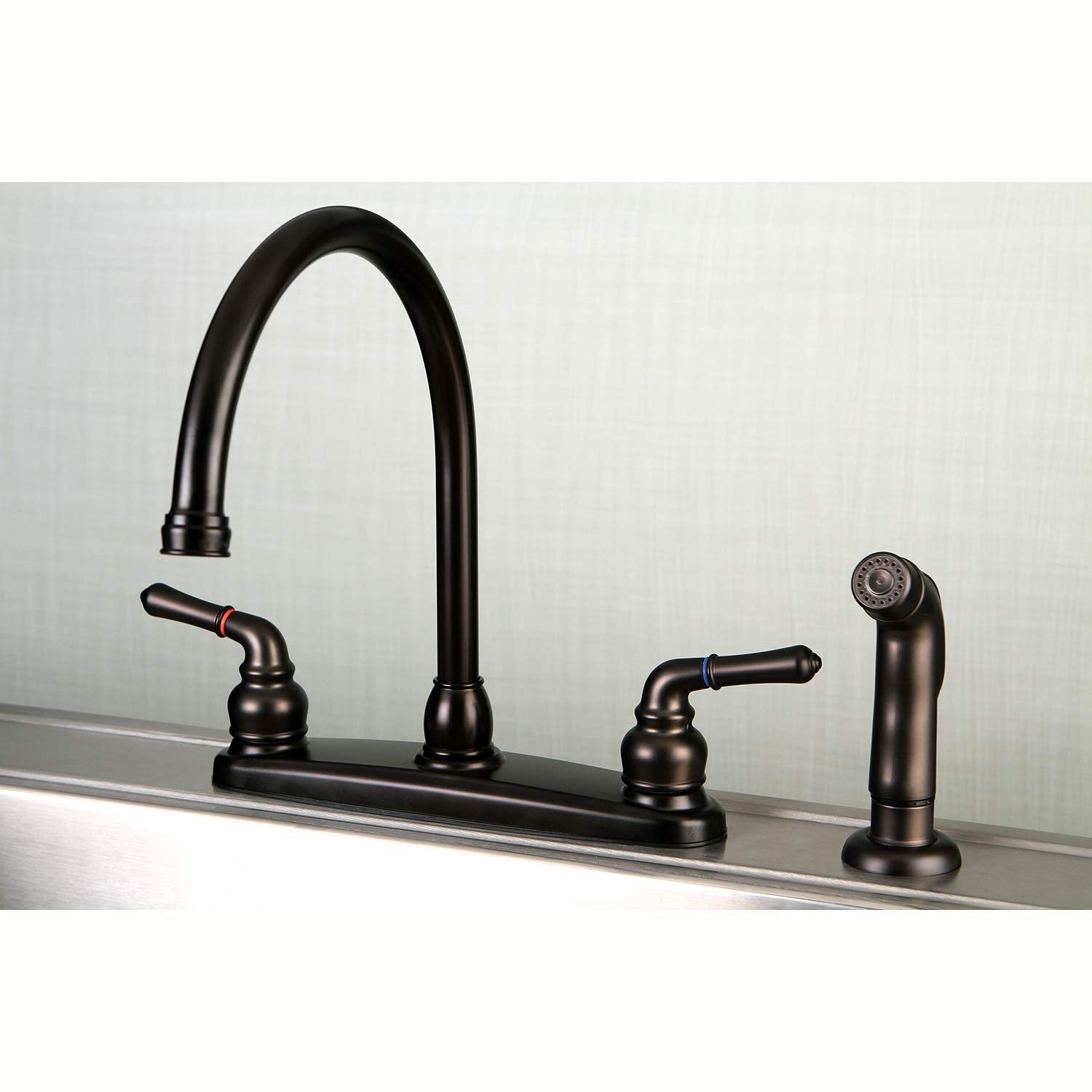 Kingston Brass FB795SP Magellan 8-Inch Centerset Kitchen Faucet with Sprayer  Oil Rubbed Bronze