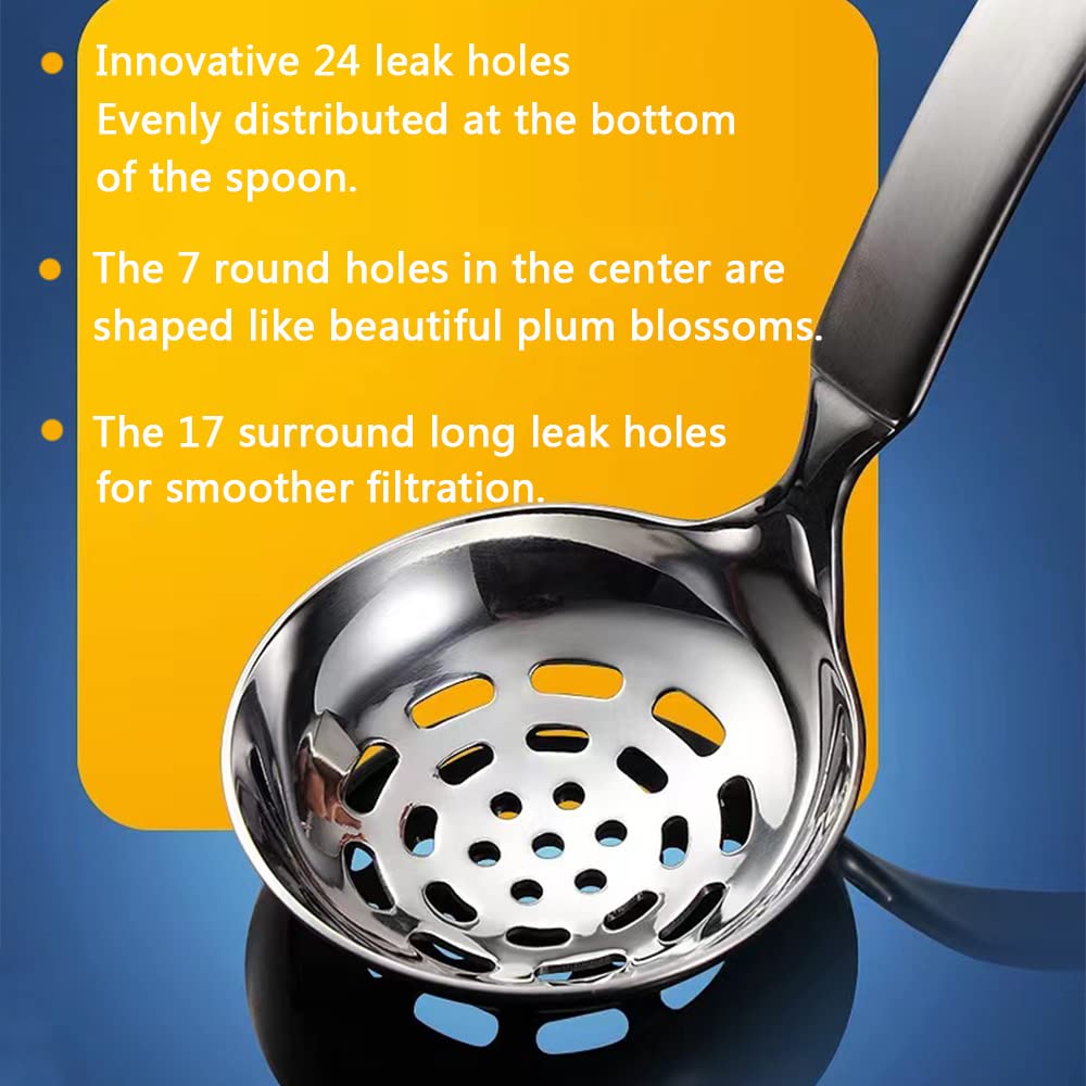 Collfa Soup Ladle Metal Sus304 Stainless Steel Ladles Spoon And Slotted Colander Spoon Set Small Soup Ladle With Holes Strainer