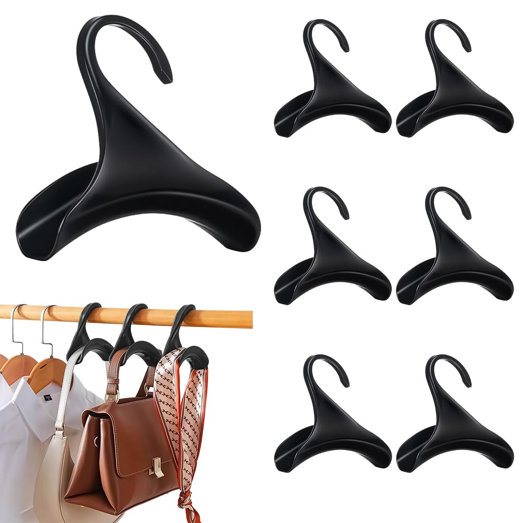 Zibuyu 6Pcs ArchShaped Bag Hanger Organizer Set, Closet Purse Storage Hooks For Handbags, Totes, Shoulder Bags, Tie& Headscarf,