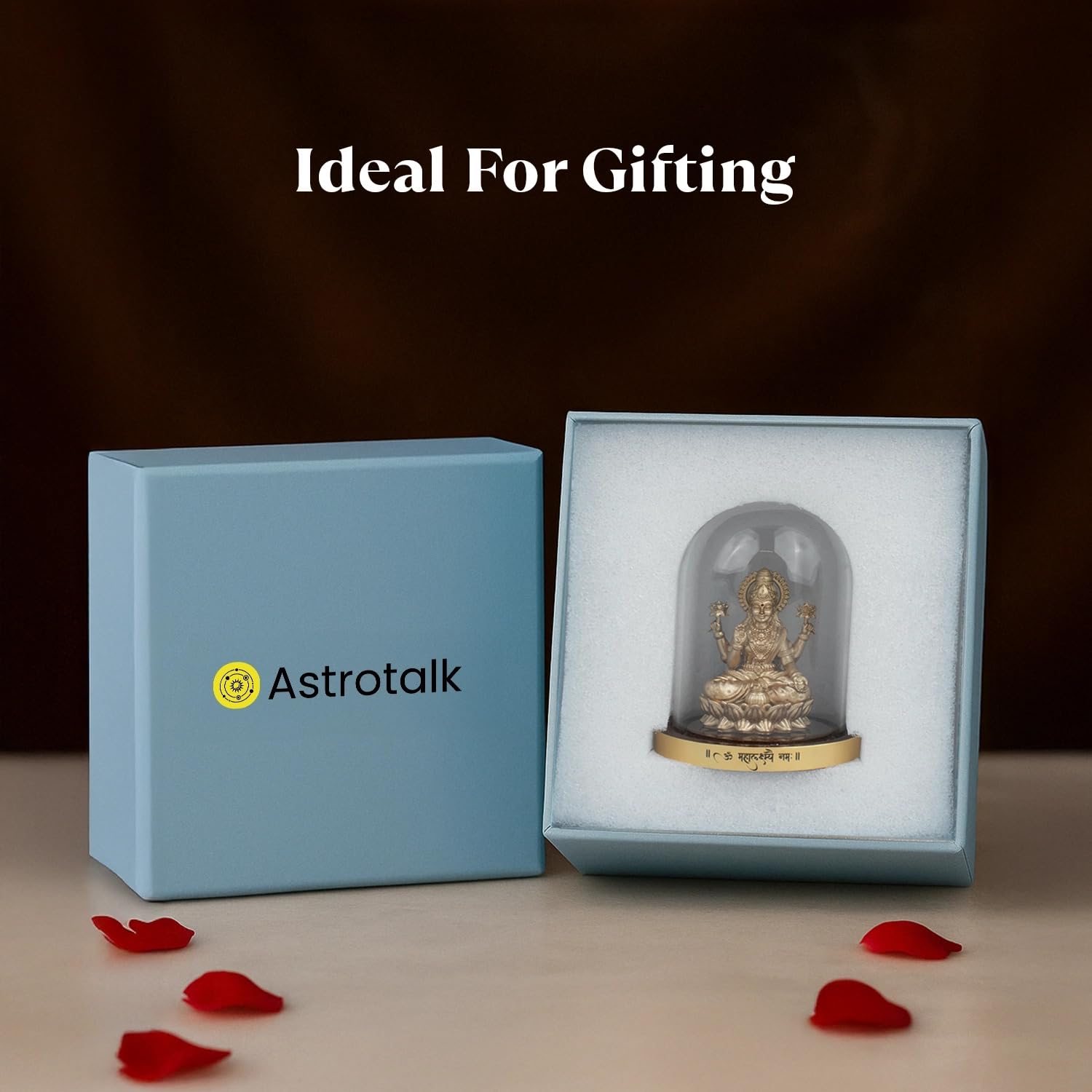 Astrotalk Mahalakshmi Murti in Borosilicate Glass Dome | Lakshmi Devi Idol for Car, Home, & Mandir | Attracts Money, Prosperity & Fortune | 3D Printed Idol | Gift for House Warming Ceremony(7x5.5 cm)