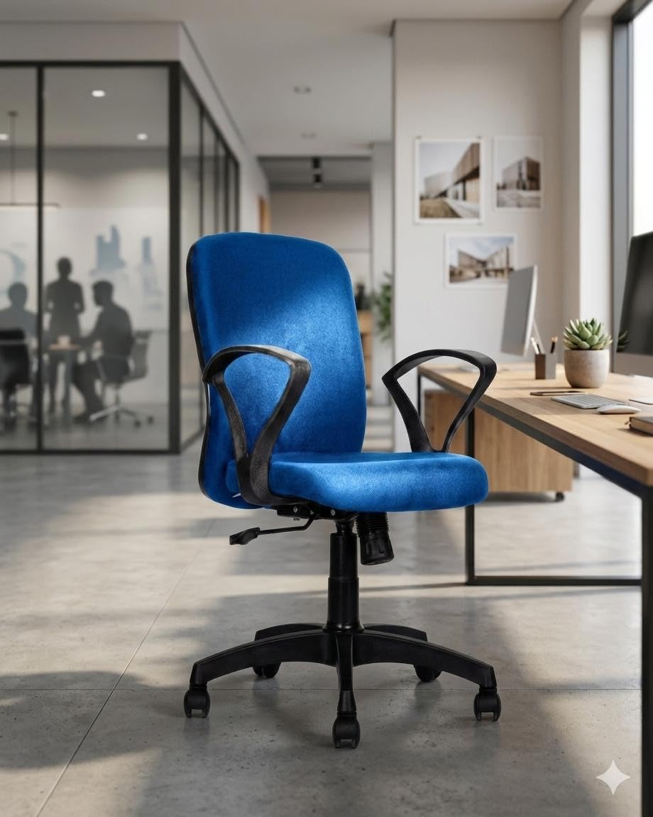 Fc Sturdy Comfortable Office Chair, Black, Adjustable Height, Swivel Desk Chair With Wheels, Ergonomic Design