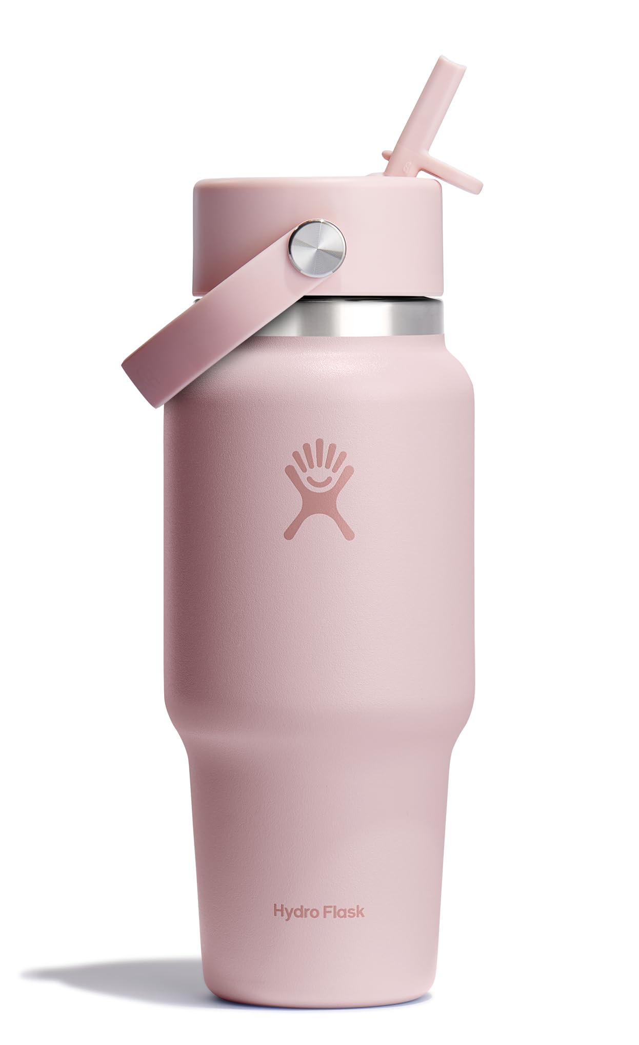 Hydro Flask Travel Water Bottle - Insulated Stainless Steel - Wide Straw Lid, Non Spill, Leakproof in 24 Oz Trillium Pink