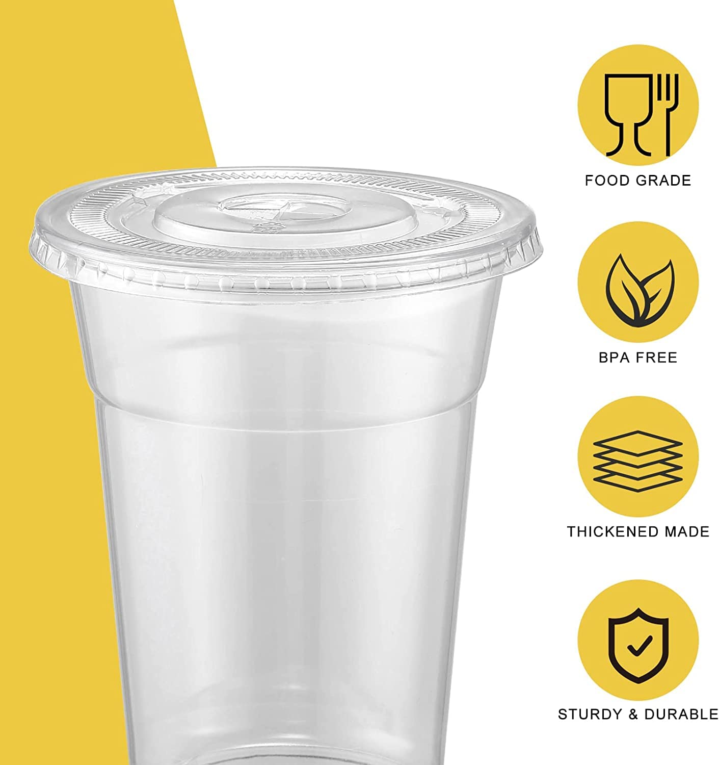 VITEVER [100 Sets - 20oz] Clear Plastic Cups with Lids and Straws  Disposable Cups for Iced Coffee  Smoothie  Milkshake  Cold Drinks