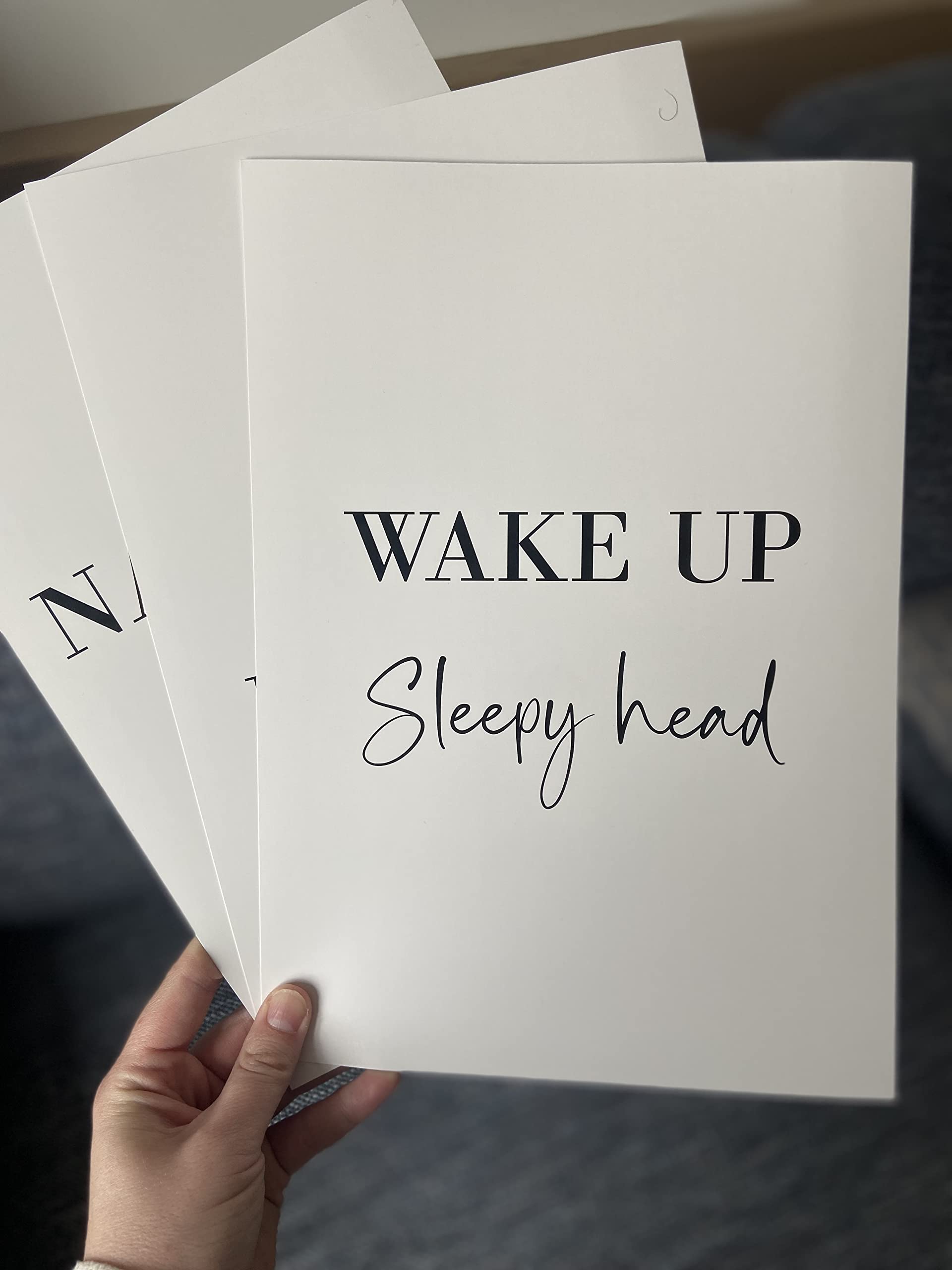Namastay In Bed Set Of 3 Unframed Poster Prints, Quote Wall Art Home Decor, Bedroom Quote Decor, Wake Up Sleep Head, Good Mornin