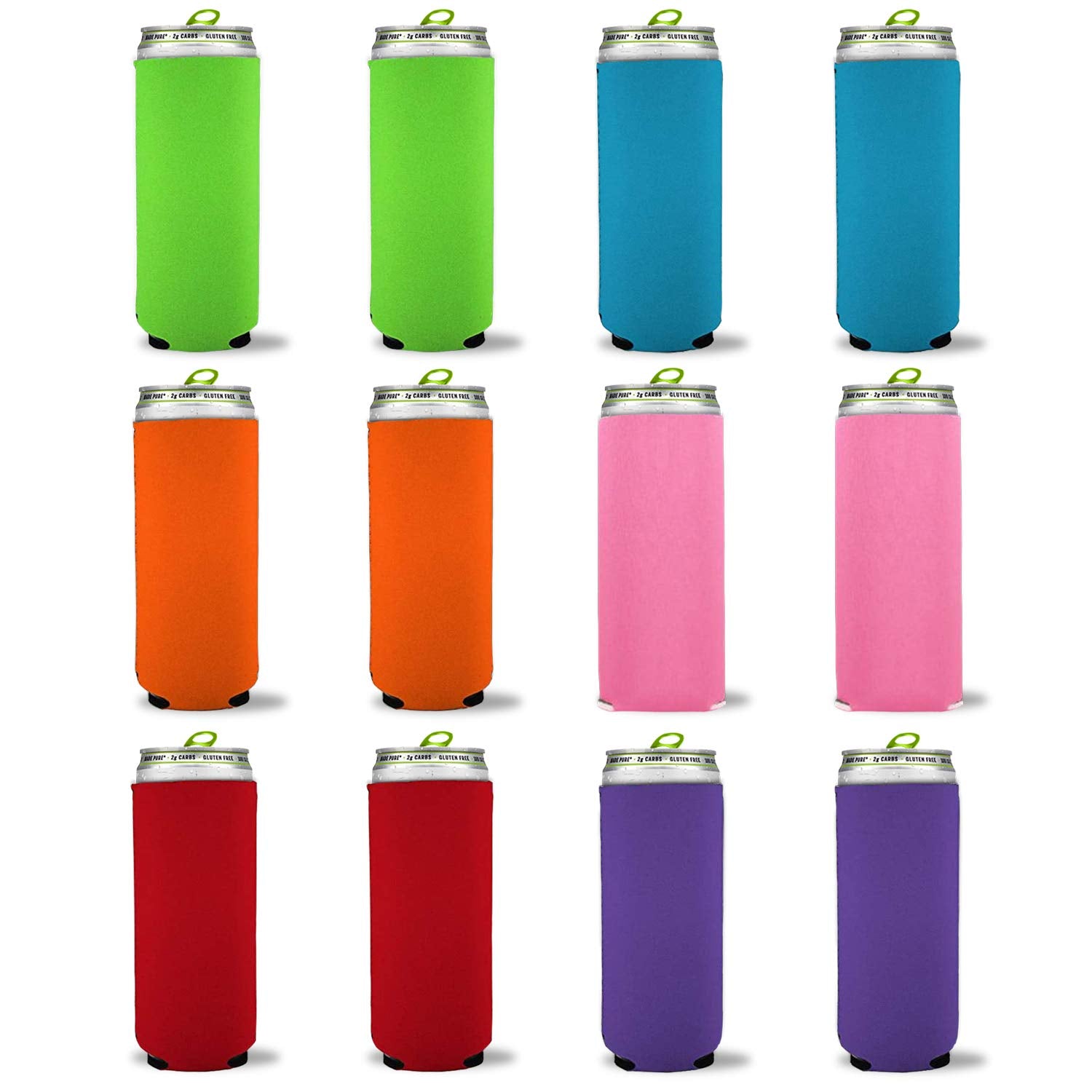 Kropsis Collapsible Slim Can Cooler Sleeves Blank Fabric Scuba Foam (Multi, 12)