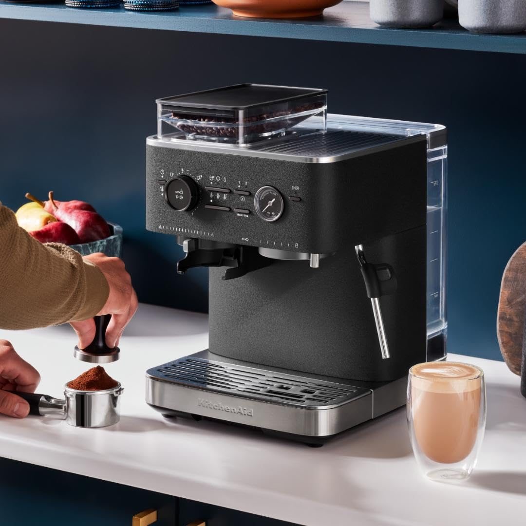 Kitchenaid Semi Automatic Espresso Machine With Burr Grinder, 2.5L, Cast Iron Black, Kes6551Bk