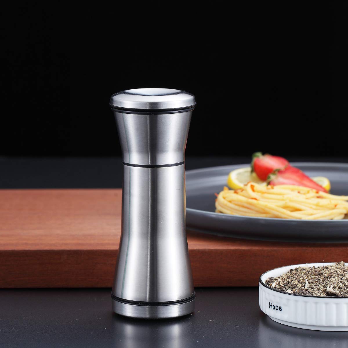 Kyraton Salt And Pepper Shakers, Stainless Steel Salt And Pepper Grinders Refillable Pepper Grinder, Pepper Mill, Salt Grinder,