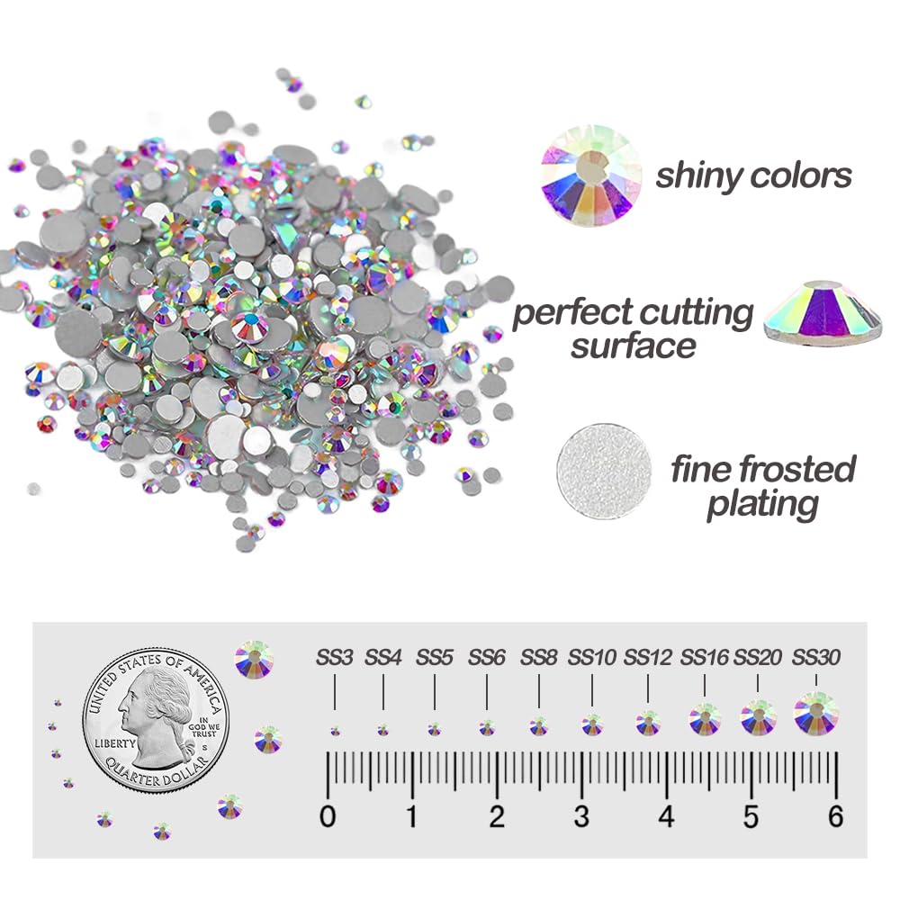 2880Pcs Ss12 3Mm Nail Crystals Ab Nail Art Rhinestones Round Flatback Glass Gems Stones Beads For Nails Decoration Crafts Eye Ma