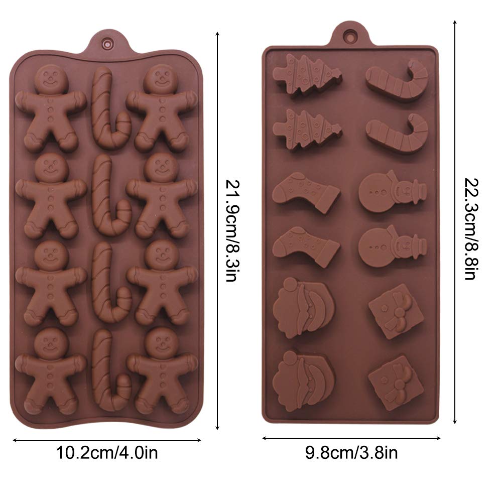 4 Pack Christmas Candy Molds Trays, Yucool Silicone Baking Chocolate Jelly Molds With Shapes Of Snowman,Socks,Candy Stick,Gift B