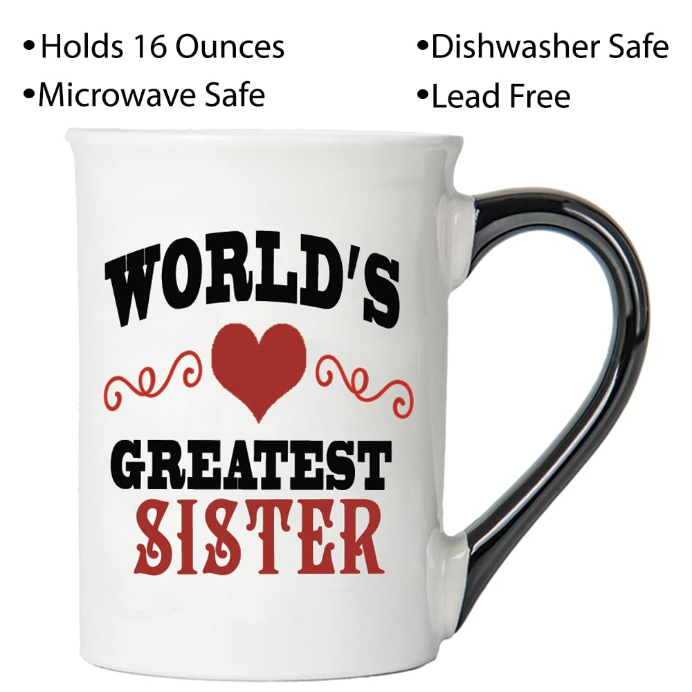 Cottage Creek World's Greatest Sister Mug, Large 16oz. Ceramic Sister Coffee Mug