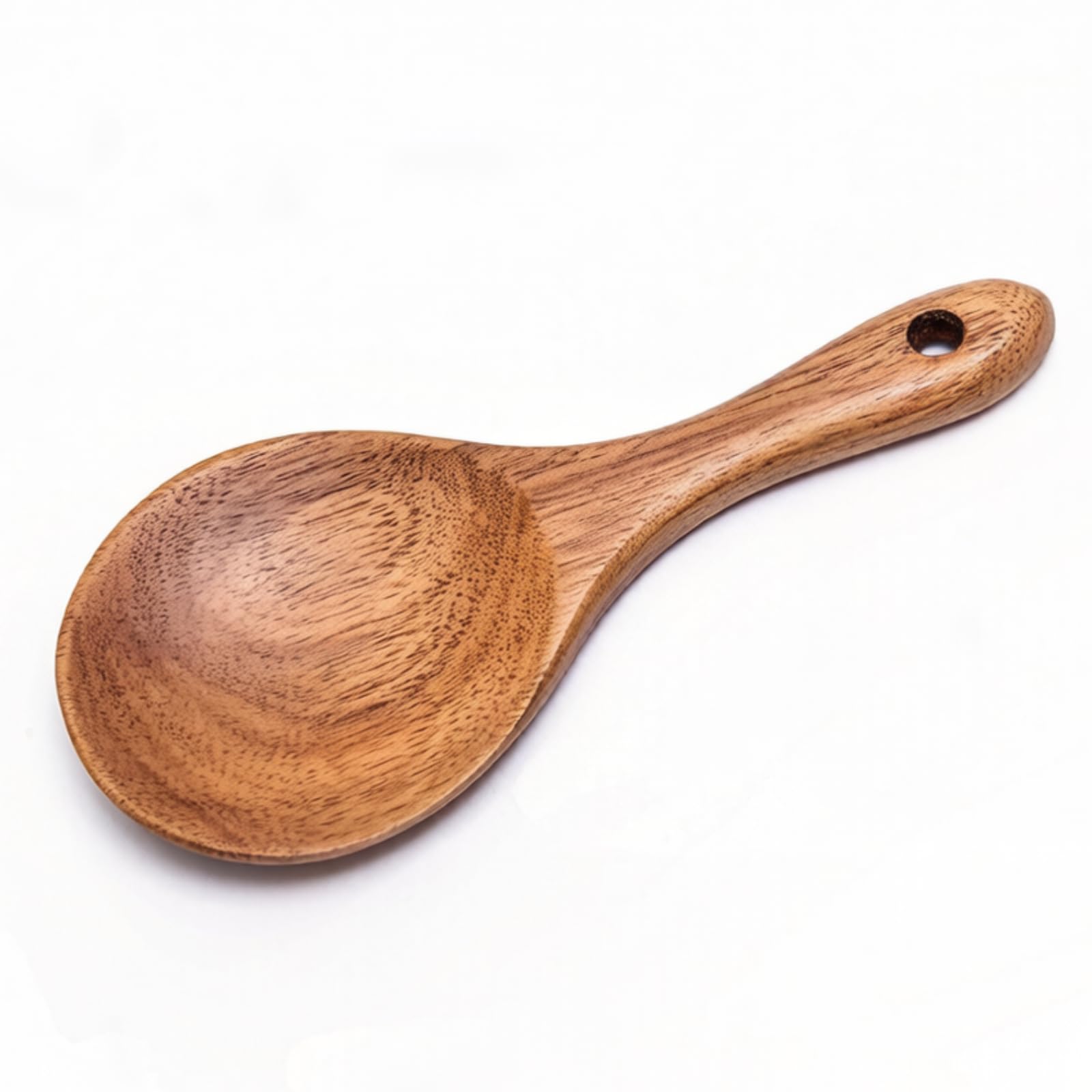 7 Inch Natural Wood Paddle Spatula for Kitchen, Nonstick Scooper for Rice, Potato, Salads