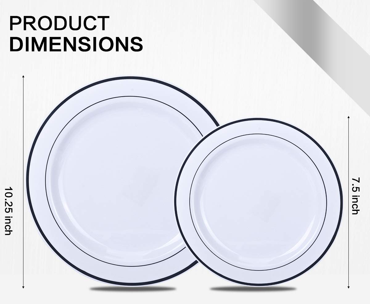 350 Piece MCIRCO Silver Dinnerware Set - 100 Silver Rim Plastic Plates - 50 Silver Plastic Silverware - 50 Silver Plastic Cups - 50 Linen Like Silver Paper Napkins  50 Guest Disposable Silver Dinner