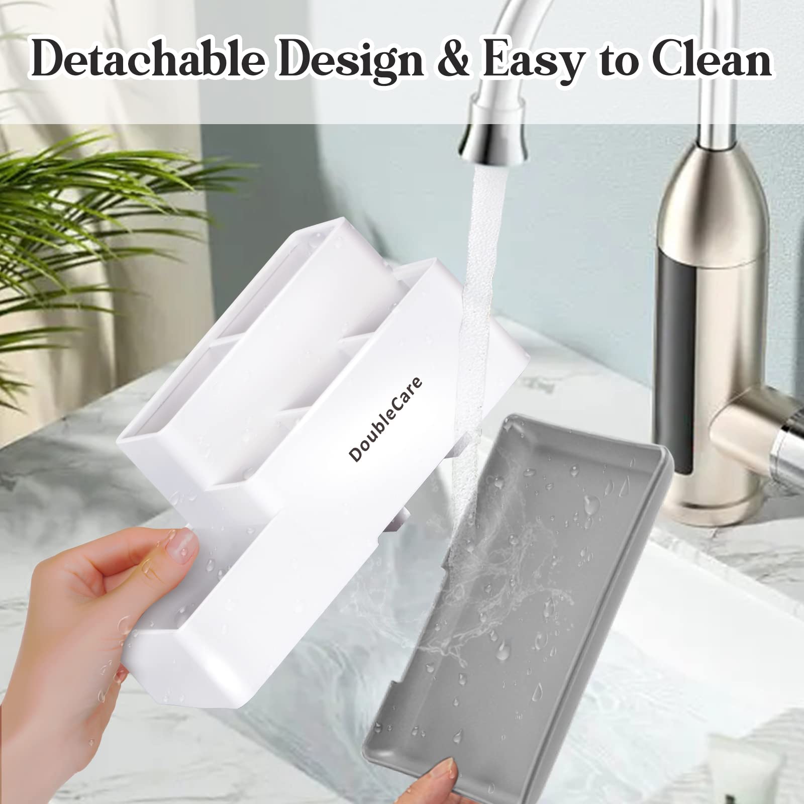 Toothbrush Holder with Anti-Slip Bathroom Organizer Countertop Detachable for Easy Cleaning  Multifunctional Storage Bathroom Caddy for Toothpaste Shaver Great for Home  Vanity Organizer  Office