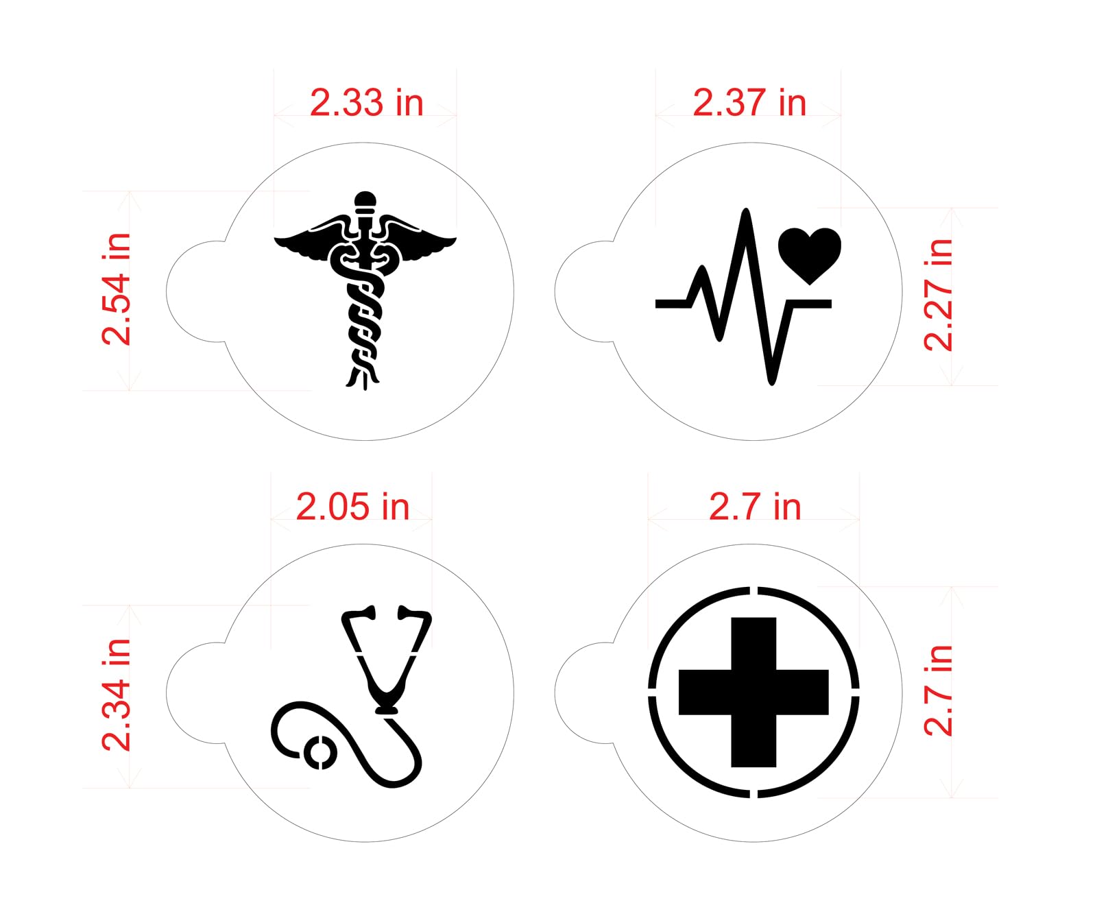 Medical Symbols Cookie Stencil Set C992 By Designer Stencils Beige/Semi-Transparent, 2.5 X 2.5