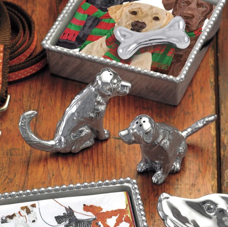 Mariposa Labrador Salt And Pepper Set, Silver