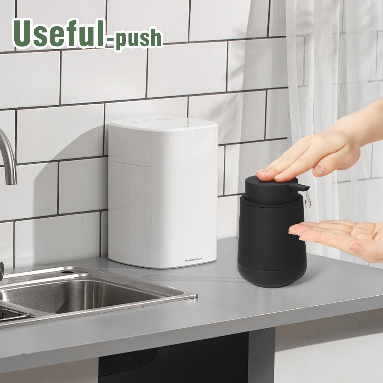 Dahacis Black Hand Soap Dispenser For Bathroom With Non-Slip Silicone Coaster, Refillable Liquid Dish Soap Dispenser For Kitchen