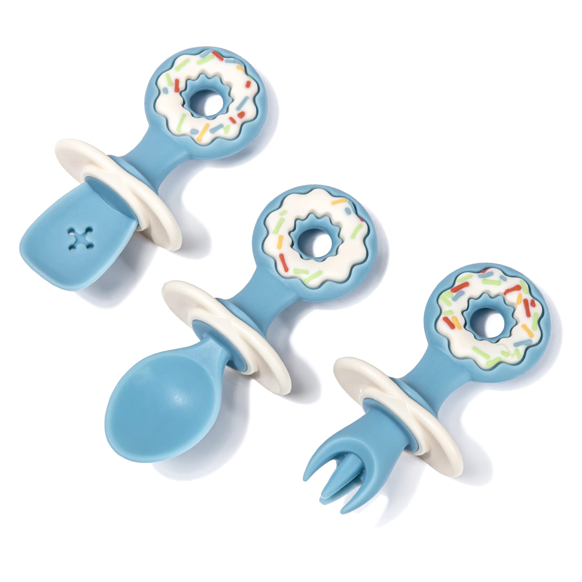 Toddler Utensils Set-Yeivzwba Baby Fork and Spoon Set, Baby Feeding Supplies,100% Food Grade Silicone Baby Utensils Feeding Set,