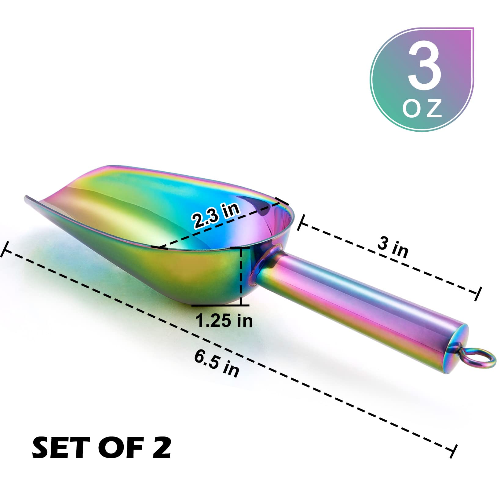 3Oz Mini Scoop Set Of 2, P&P Chef Stainless Steel Small Ice Cube Scoop Candy Sweet Scoops For Home Bar Buffet Wedding Canisters,