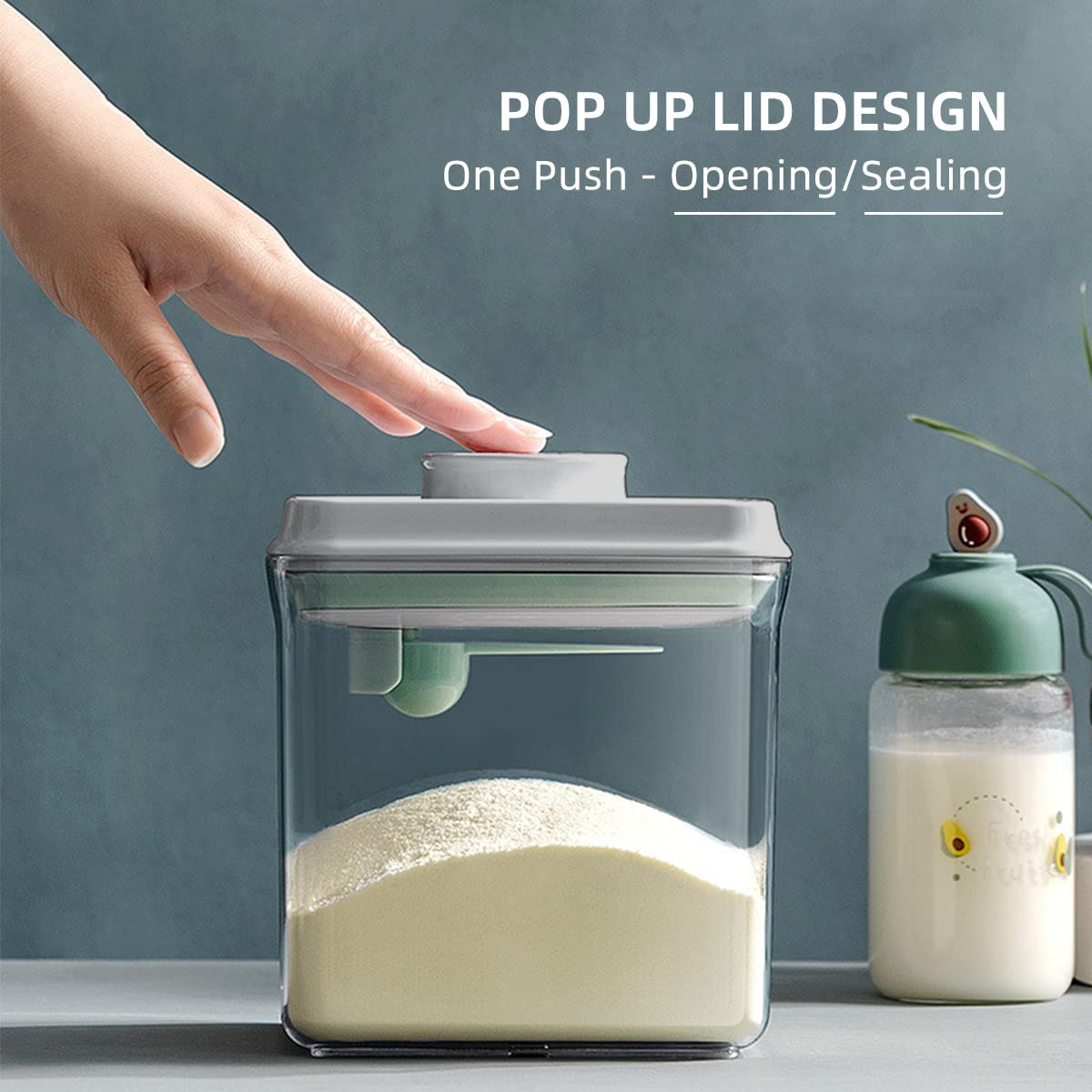 Haivebo Formula Container Dispenser 1700Ml / 1.85Qt Airtight Formula Container With Scoop Scraper Bpa Free Food Storage Containe