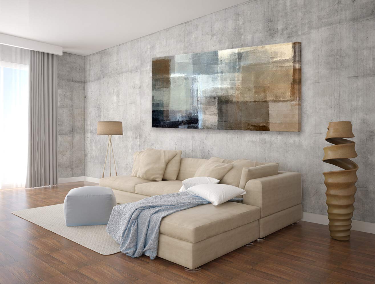 Baisuart A61275 Canvas Prints Abstract Wall Art Print Paintings Grey and Brown Stretched Canvas Wooden Framed for Living Room Bedroom and Office Home Decor Artwork XXLarge 30x60inch