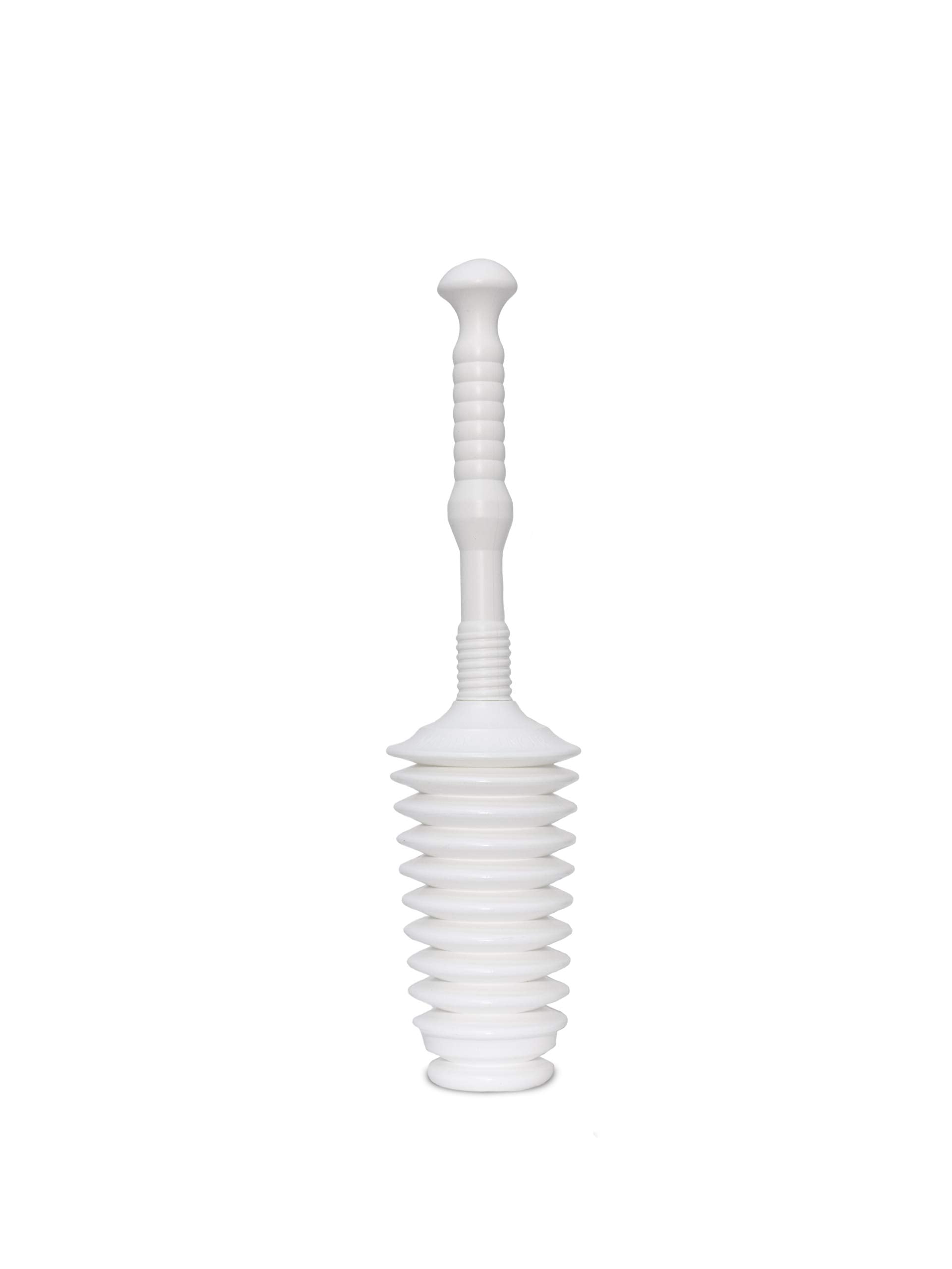 Master Plunger Mp500-4Tb Heavy Duty Bathroom Toilet Plunger Kit With Tall Bucket Caddy Equipped With Air Release Valve, White