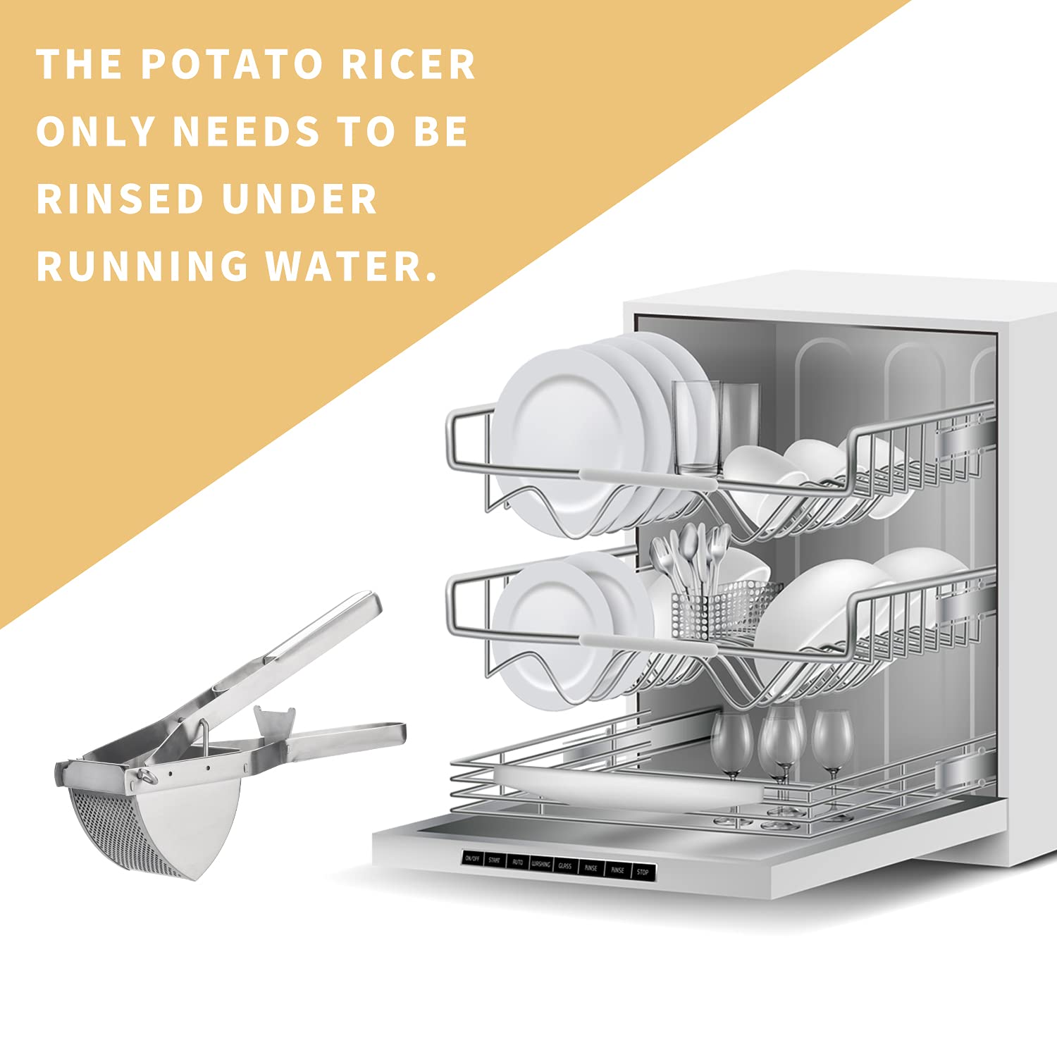Potato Masher Choxila,[Good Grip] Potato Ricer Stainless Steel Professional Masher Kitchen Tool Fruit Press Baby Food Masher
