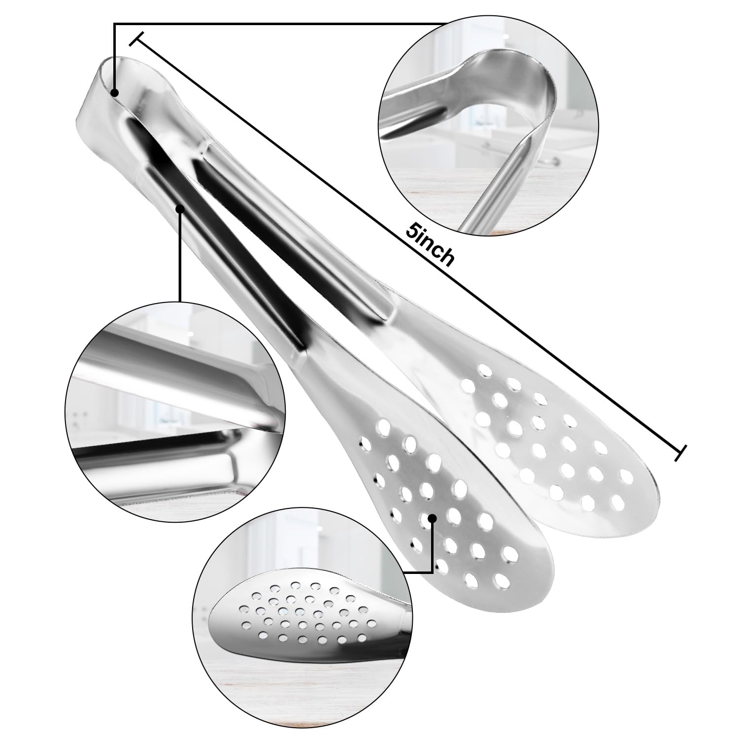 10Pcs Serving Tongs, Small Kitchen Tongs,Xevom Stainless Steel Small Tongs, Appetizer Tongs Ice Tongs Mini Sugar Tongs (5 Inch)