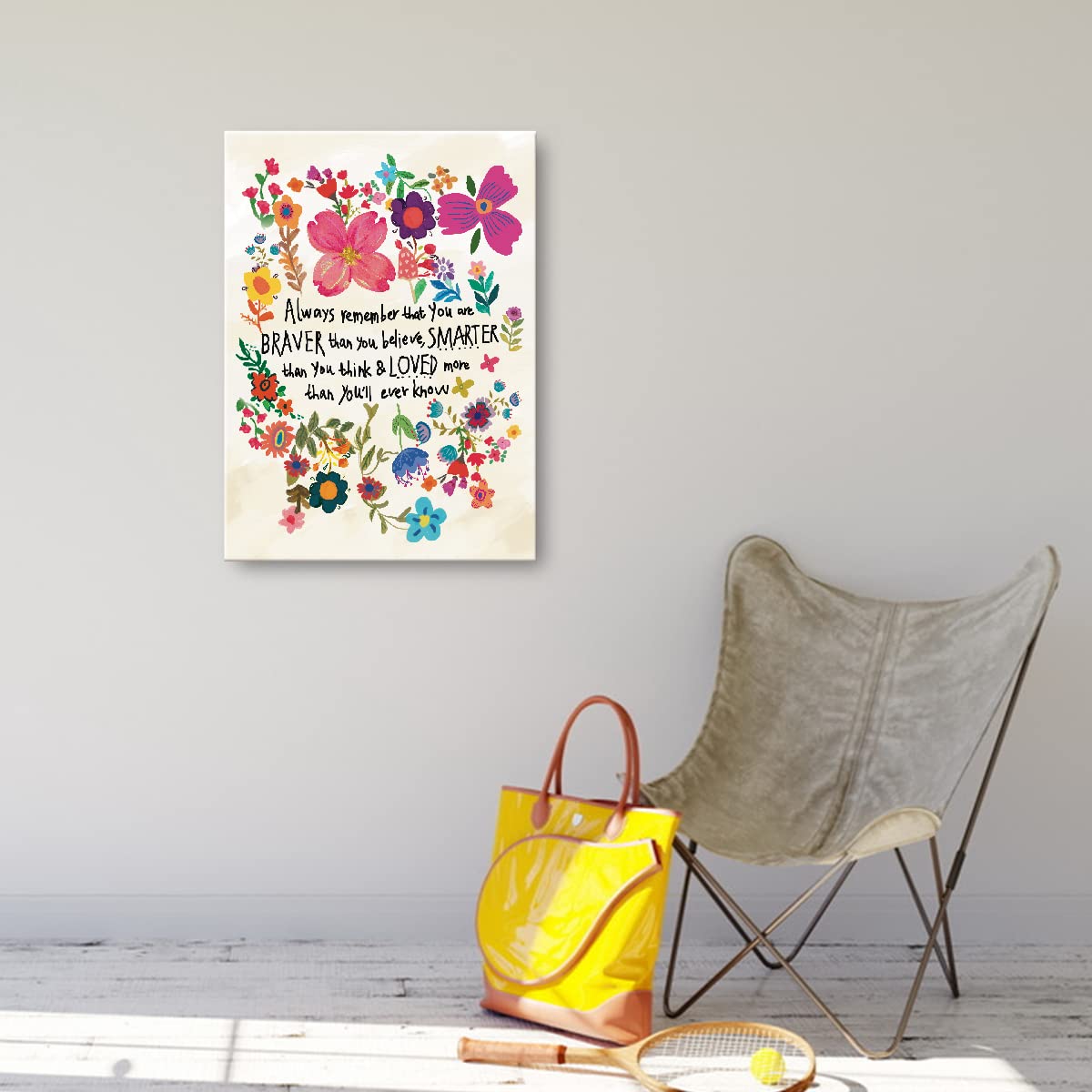 You Are Braver Than You Believe Inspirational Quotes Framed Canvas Prints Wall Art For Teens Girls Nursery Bedroom Dorm Wall Dec