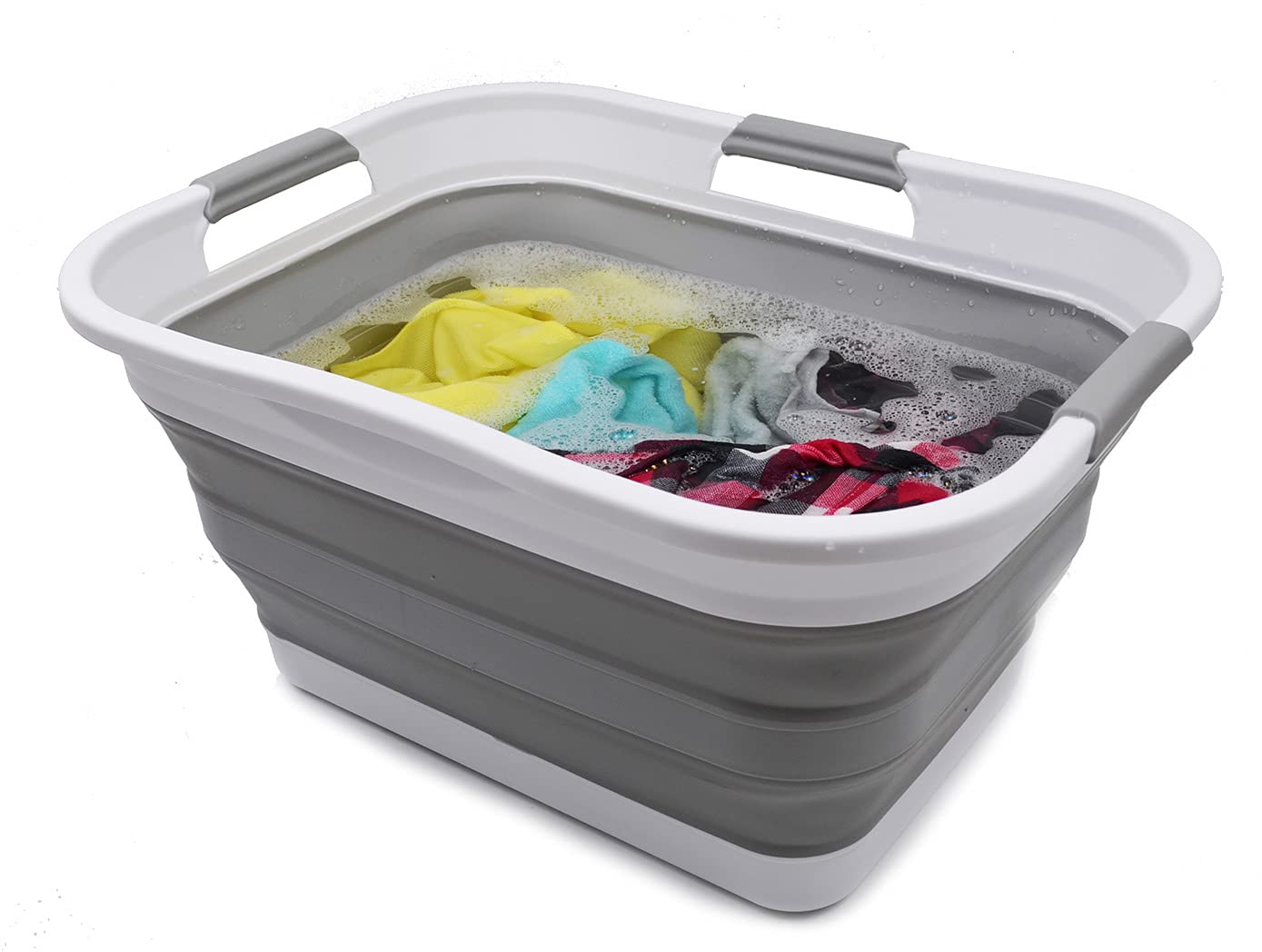 Sammart 30L (8 Gallon) Collapsible Plastic Laundry Basket - Foldable Pop Up Storage Container/Organizer - Space Saving Hamper/Ba