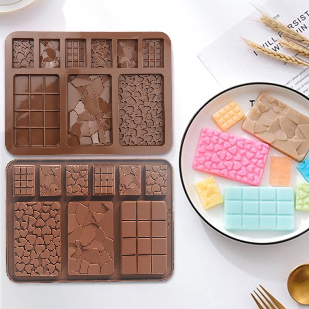 Cozihom Break Apart Silicone Chocolate Molds, Chocolate Bar Molds, Homemade Protein And Energy Bar Molds, 5 Packs