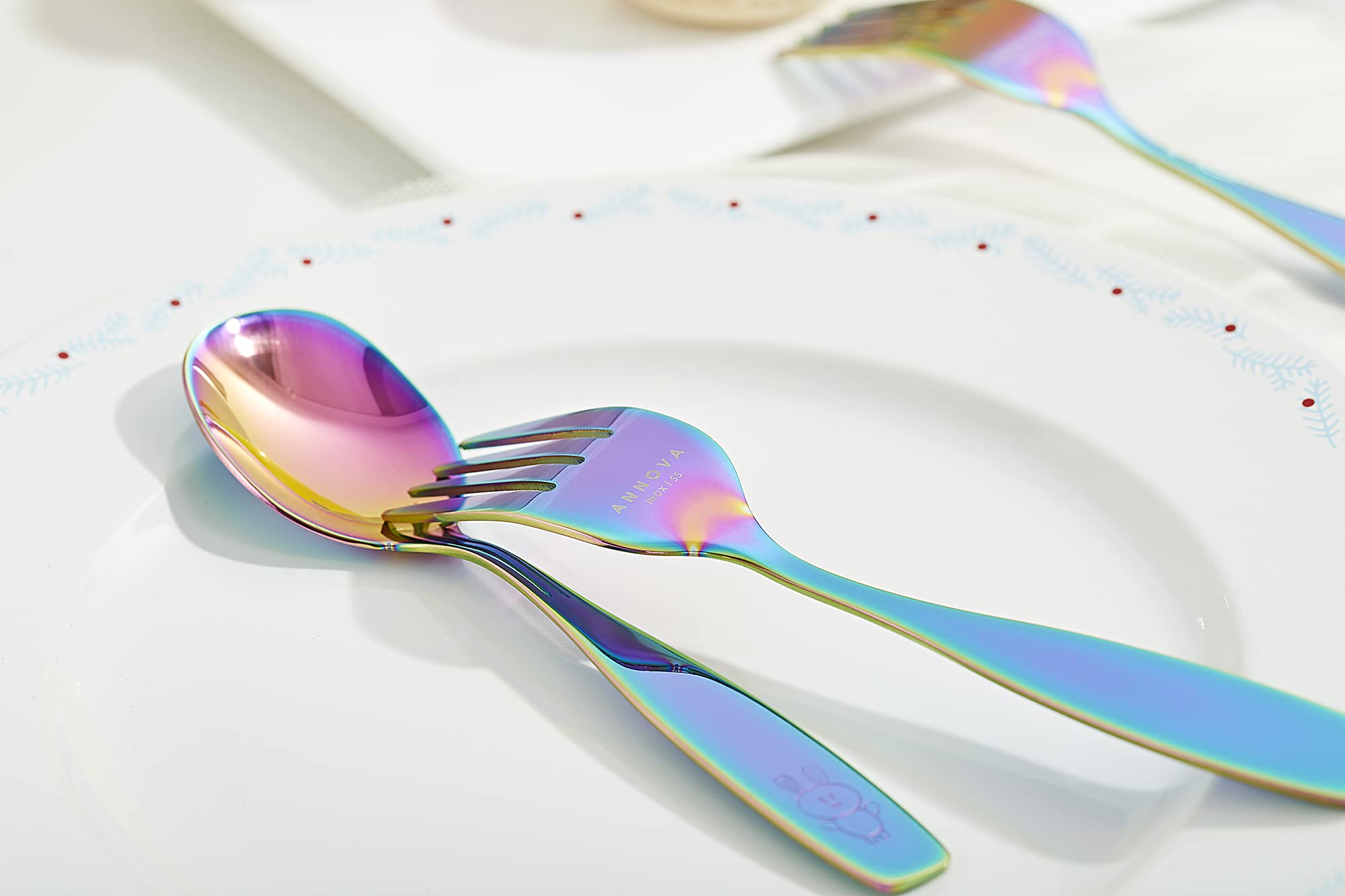 ANNOVA Kids Silverware Children's Safe Flatware Set Stainless Steel - Children Forks And Dinner Spoons, Toddler Utensils, Metal