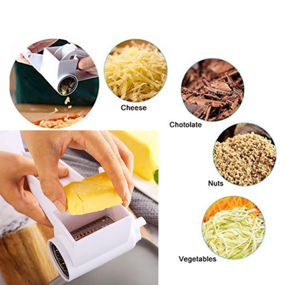 Manual Rotary Cheese Grater With Stainless Steel Drum, Mini Handheld Cheese Grater For Grating Grind Hard Cheese Chocolate Nuts